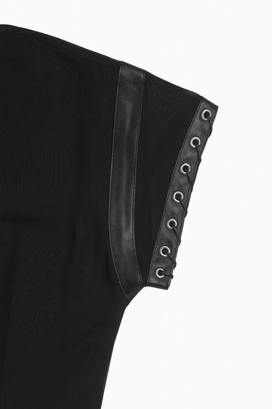 TRANSPARENT LEATHER DETAILED TOP