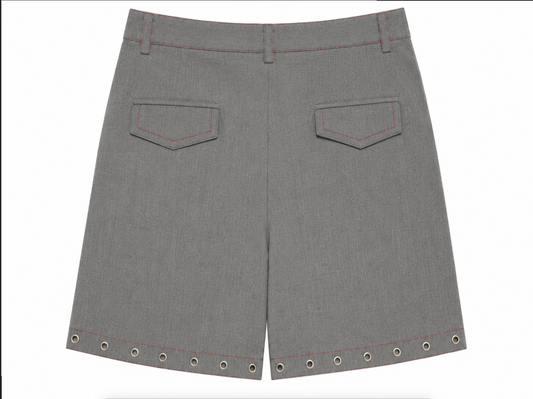 Wrap-Front Shorts with Metal Hook Closure