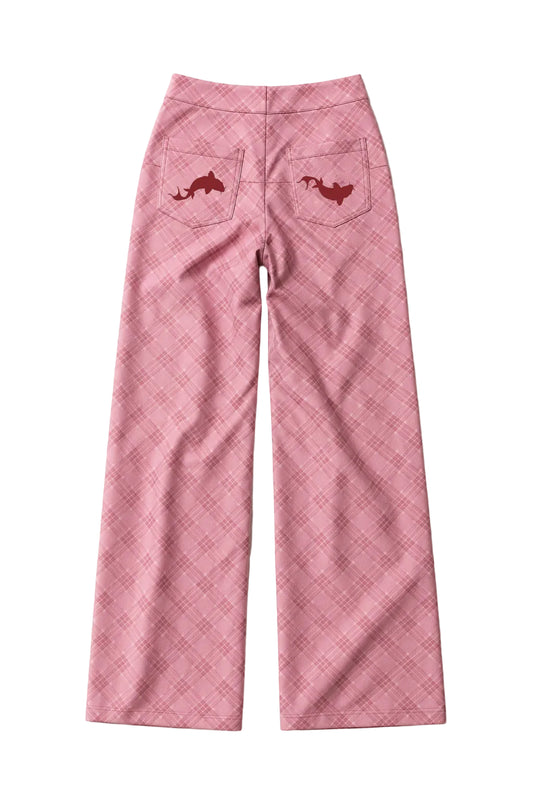 Wide-Leg Trousers with Chinese Knot Buttons