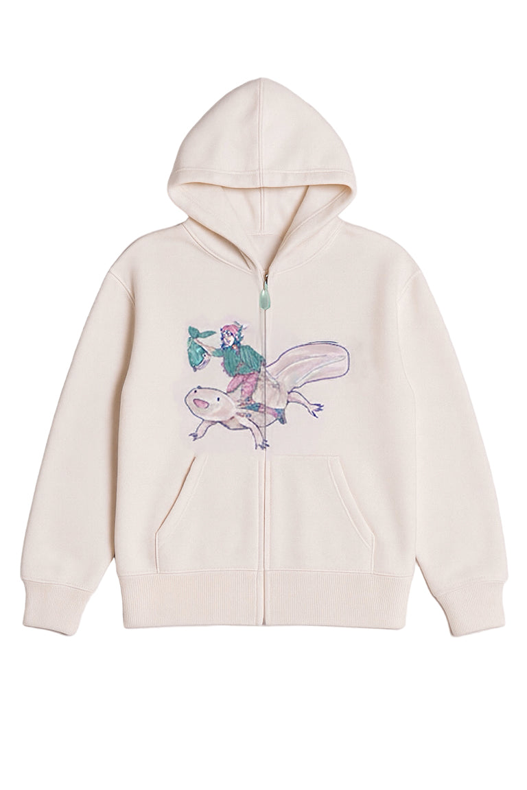 PRINTED ZIP UP SWEATSHIRT