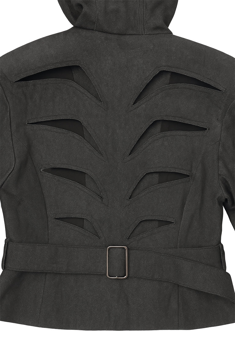 CUT-OUT DETAILED DENIM JACKET