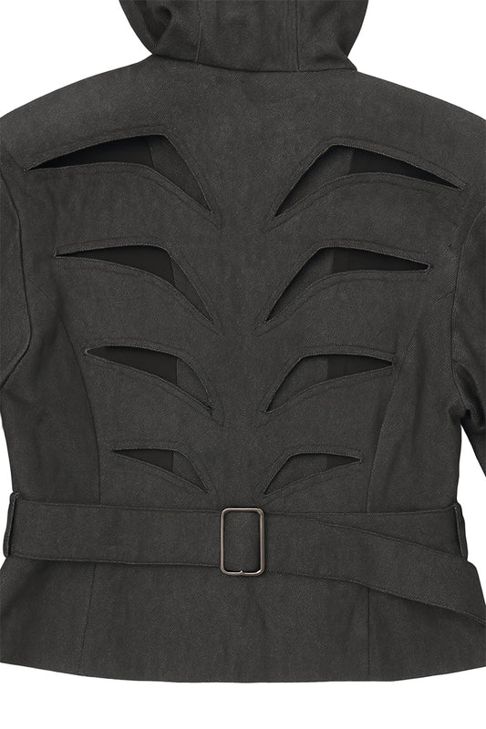 CUT-OUT DETAILED DENIM JACKET