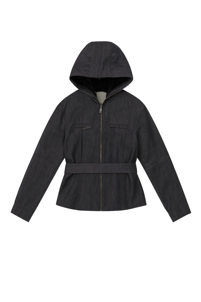 CUT-OUT DETAILED DENIM JACKET