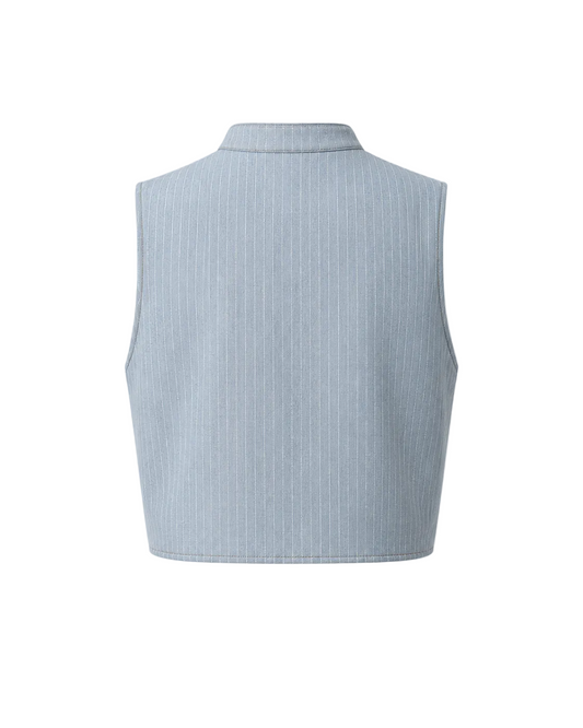 Mandarin Collar Crop Shirt
