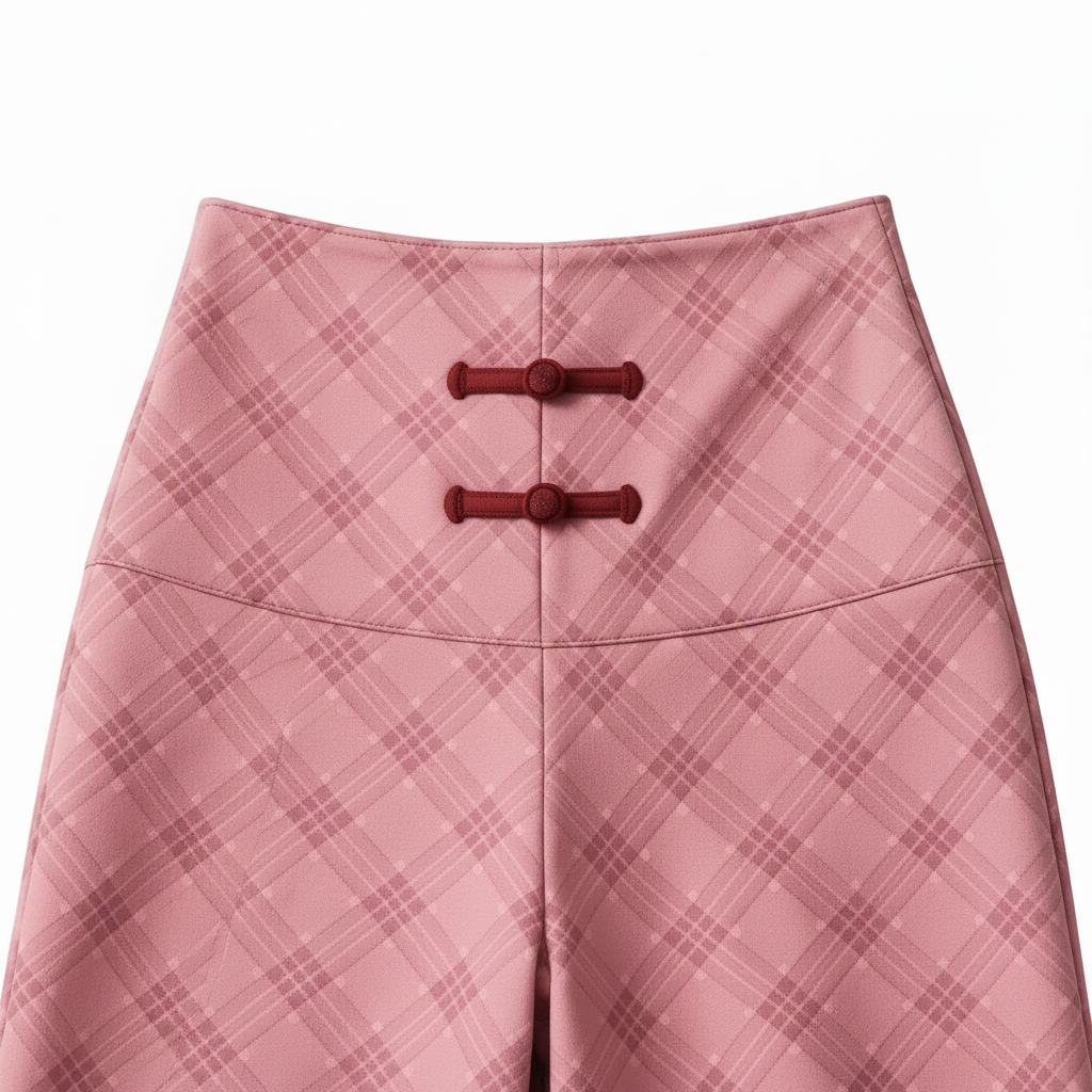 Wide-Leg Trousers with Chinese Knot Buttons