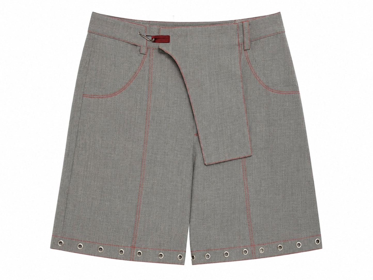 Wrap-Front Shorts with Metal Hook Closure
