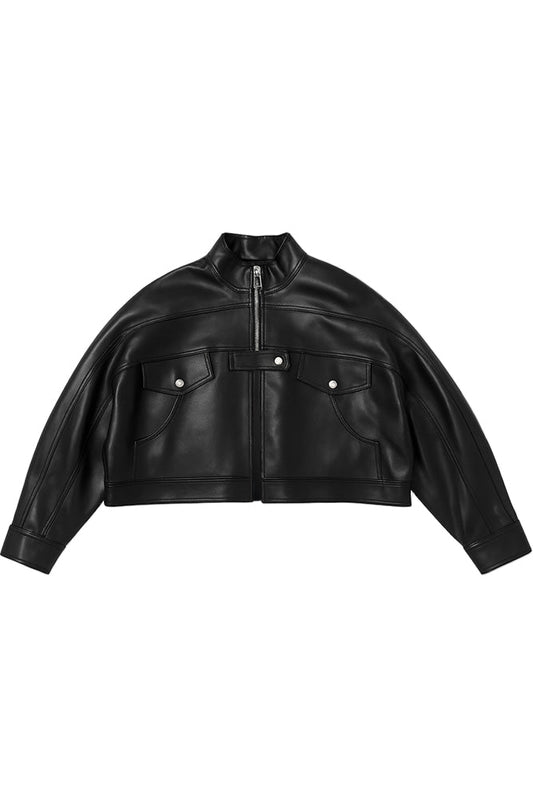 LEATHER OVERSIZE JACKET